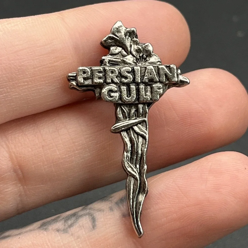 Persian Gulf Silver Tone Pewter Lapel Hat Pin